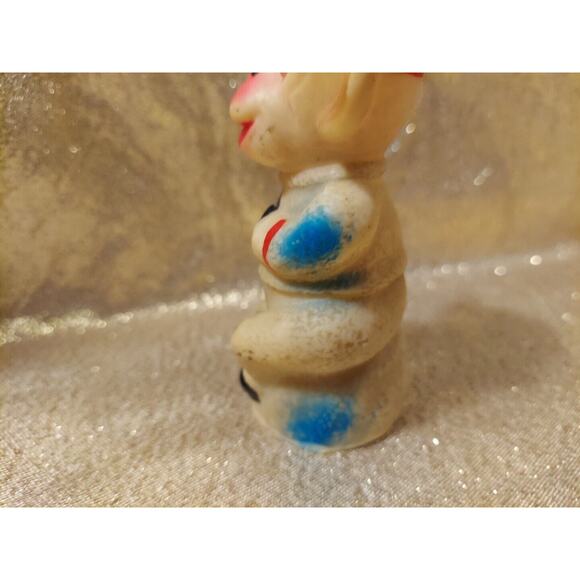 Vintage 50s 60s Small Rubber Monkey Toy Figure Red White Blue Animal No Squeak - Picture 6 of 16